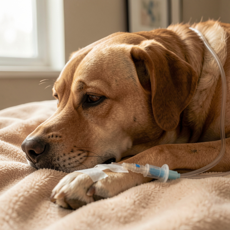 freepik closeup side view of a sick dog on a soft veterina 46408