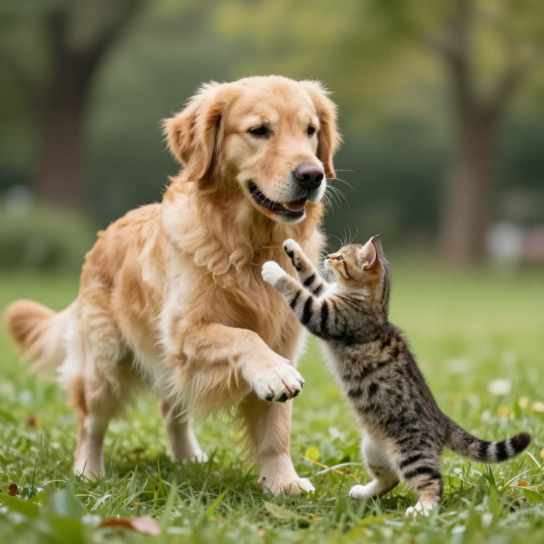 freepik golden retriever playfully interacting with small 46411