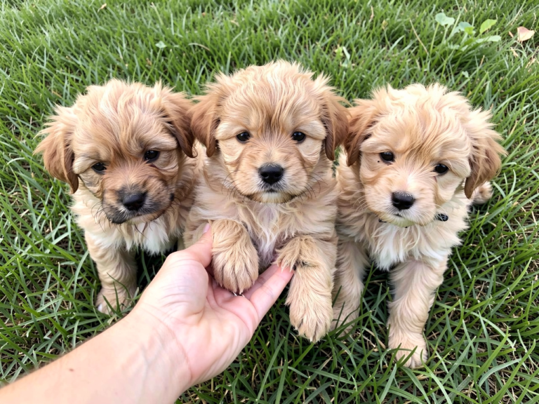 freepik three mixedbreed puppies on green grass fluffy lig 27993